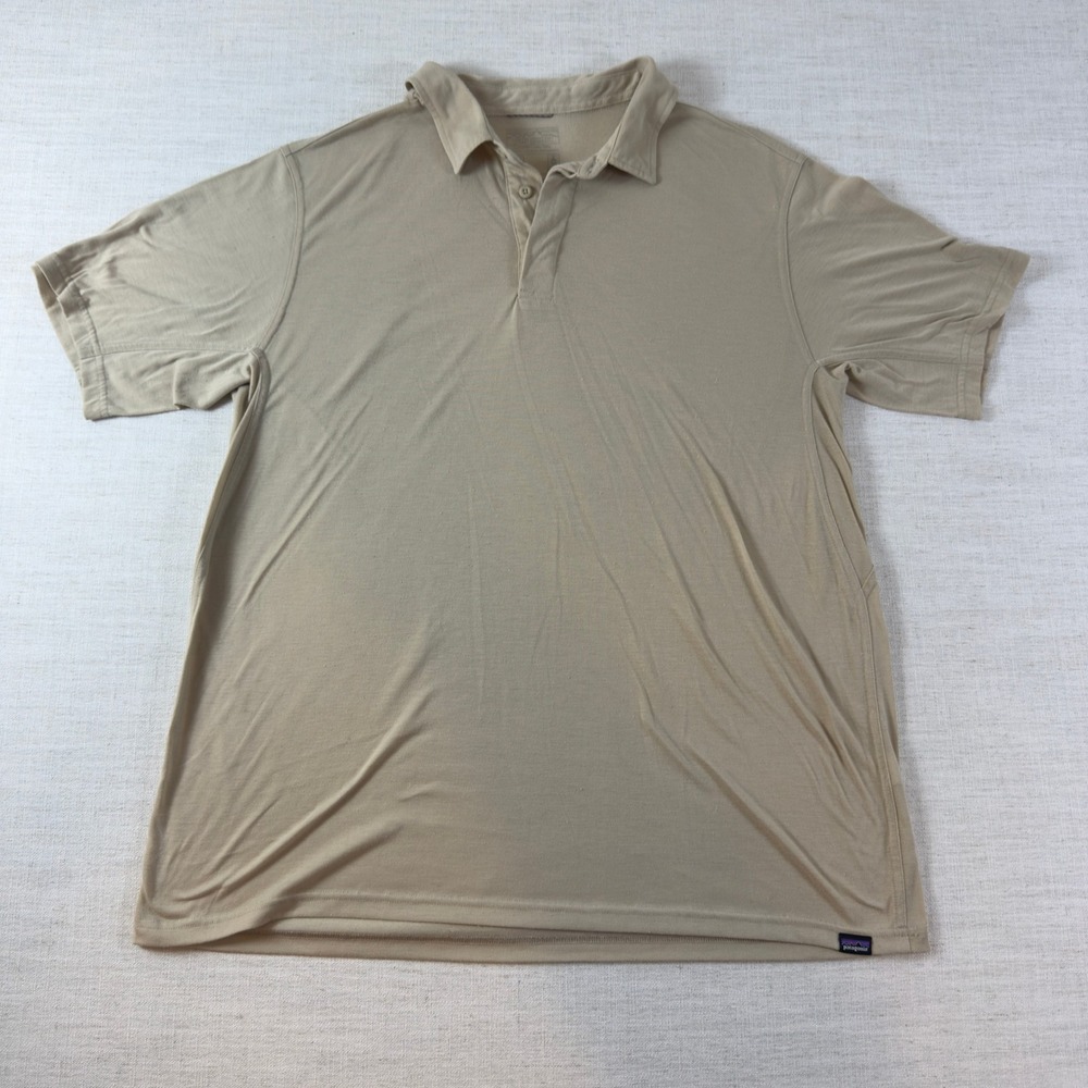 Patagonia Capilene Cool Trail Polo Shirt Mens XL Tan Beige Technical Performance